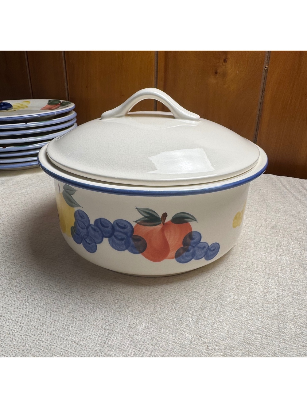 Vintage Dansk Fruit Covered Casserole Serving Dish Made in Italy 9 Inch